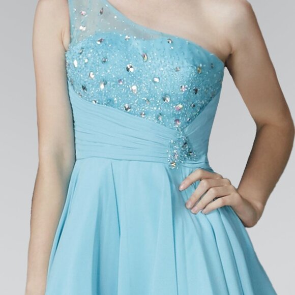 One Shoulder Sequined Short Prom Dress GS2020 - Picture 4 of 5